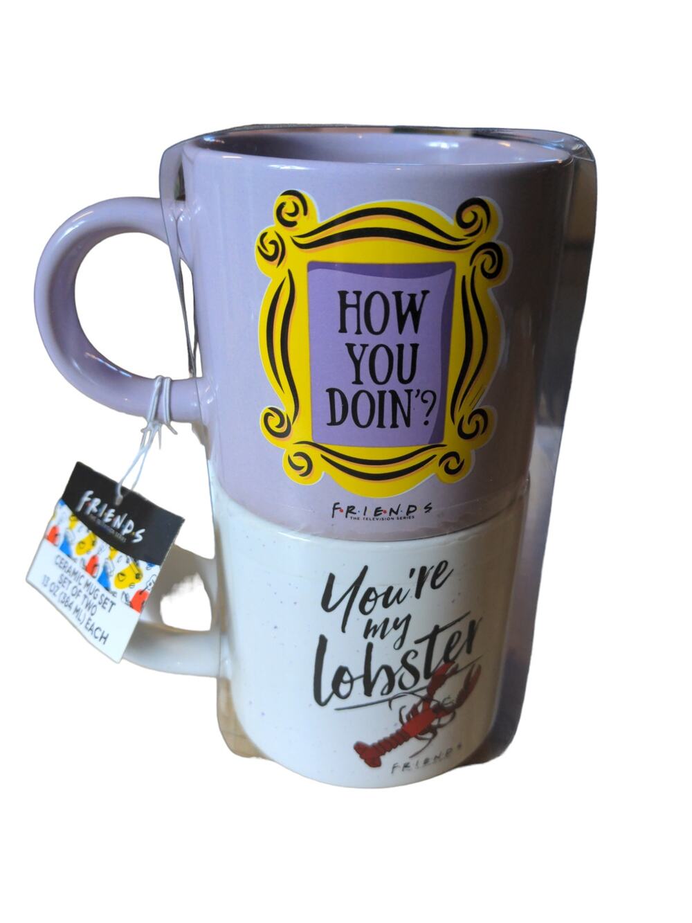 FRIENDS TV Show Picture Frame Ceramic Mug You're my lobster 13oz set of 2